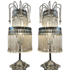 Set Van 2 Kristallen Tafellampen Opaline Vintage Chrome Frame thumbnail 1