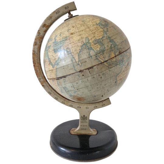 Antieke Engelse Blikken Globe Wereldbol 1