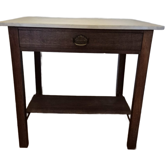 Stak Antieke Bijzettafel Met Wit Marmeren Blad 1