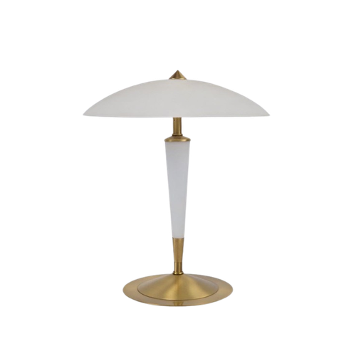 Vintage Mushroom N Leuchten Tafellamp Melkglas Messing ’70