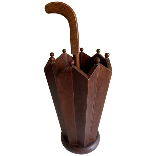 Vintage Italiaanse Houten Arts & Crafts Paraplubak 1