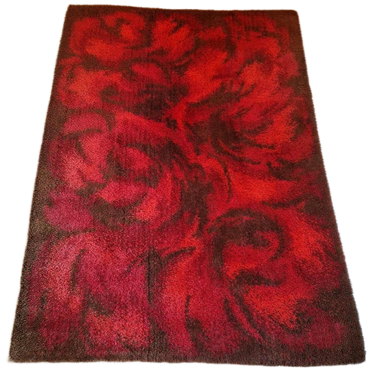 70's Vintage Vloerkleed Rood Vloerkleed Jaren 70 Kleed 1
