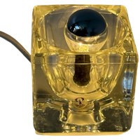 Peill & Putzler - Desk Lamp In Shape Of A Glass Cube - Space Age / (marked, Original Sticker)