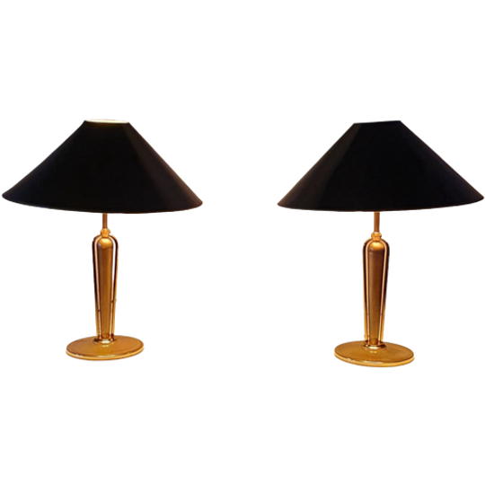Vintage Hollywood Regency Messing Set 2 Lampen 1