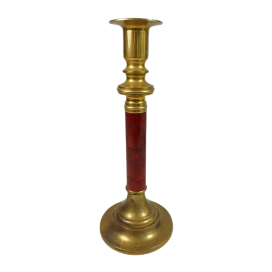 Vintage Messing Kandelaar – Rood Middenstuk 1