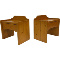 Vintage Set Van 2 Grenen Nachtkastjes Jaren 70 Design