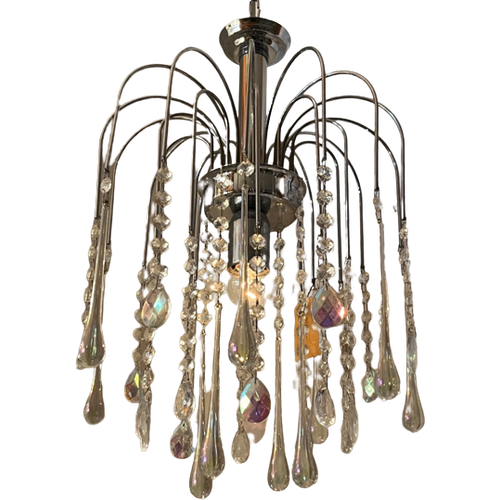 Opaline Kroonluchter Vintage Met Murano Pegels Teardrop