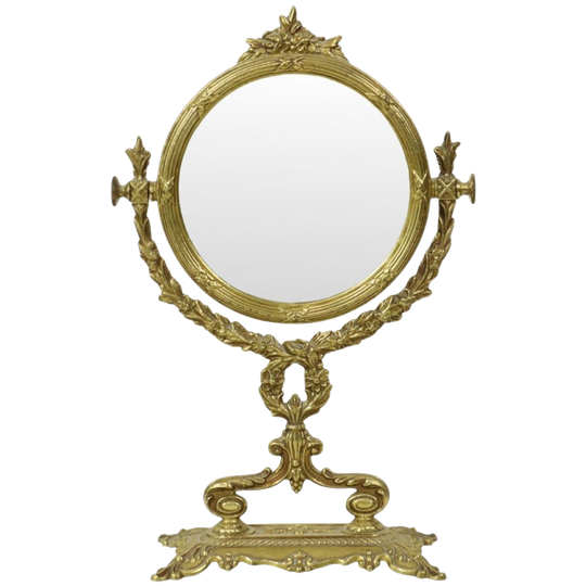 Franse Klassieke Messing Tafelspiegel Goud Barok Stijl 34cm 1