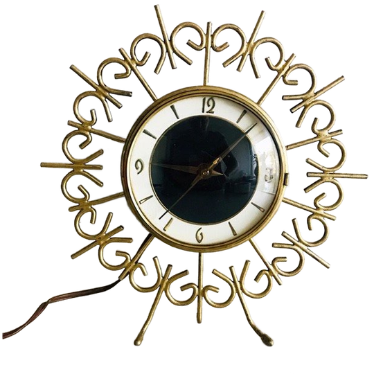 Vintage Tafelklok Zon Goud Metaal 1950’s 1