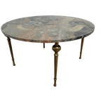 Vintage Hollywood Regency Salontafel Koffietafel Met Marmer Onyx Blad thumbnail 1