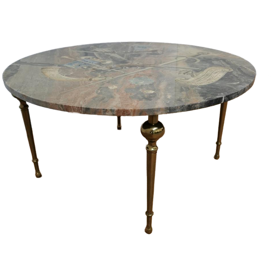 Vintage Hollywood Regency Salontafel Koffietafel Met Marmer Onyx Blad 1