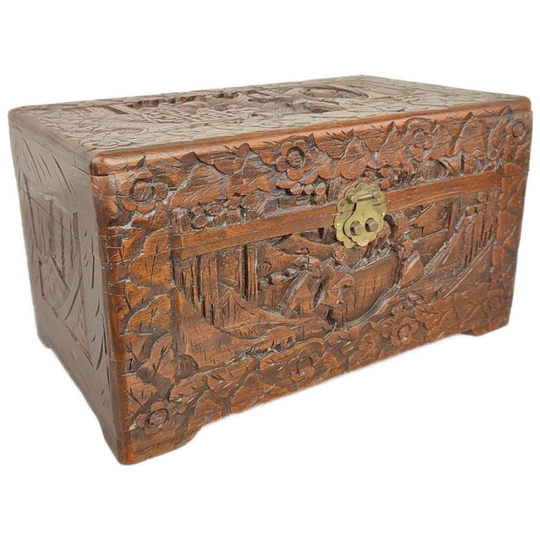 Chinees Houten Kistje Met Houtsnijwerk 1