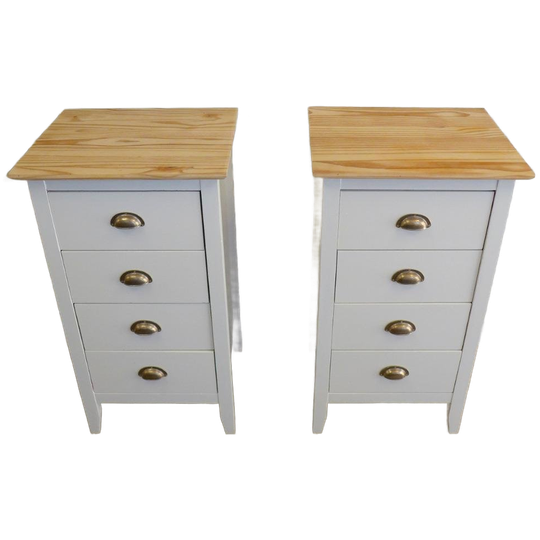 Mooi Set Van 2 Witte Landelijke Lade Nachtkastjes 1