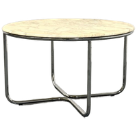 Vintage Ronde Marmeren Eettafel Met Buisframe Onderstel