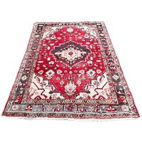 Vintage Handgeknoopt Perzisch Tapijt Sleets Tabriz Rood 136 X 200 Cm 1970’s