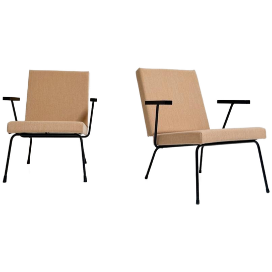 Crème Gispen 1407 Fauteuil Van Wim Rietveld, 1950's 1