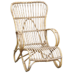 Leuke Dutch Design Rotan Fauteuil Uit De Jaren ’50 Met Een Hoge Rug thumbnail 1