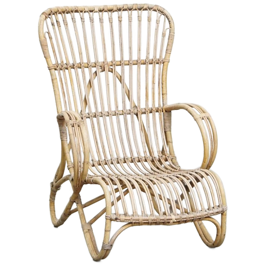 Leuke Dutch Design Rotan Fauteuil Uit De Jaren ’50 Met Een Hoge Rug 1
