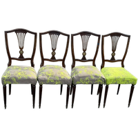 4 Antieke Stoelen Art Deco Groen Kleurrijk
