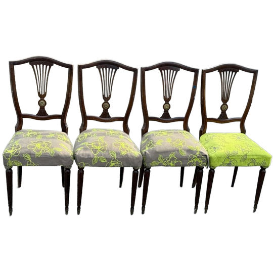 4 Antieke Stoelen Art Deco Groen Kleurrijk 1