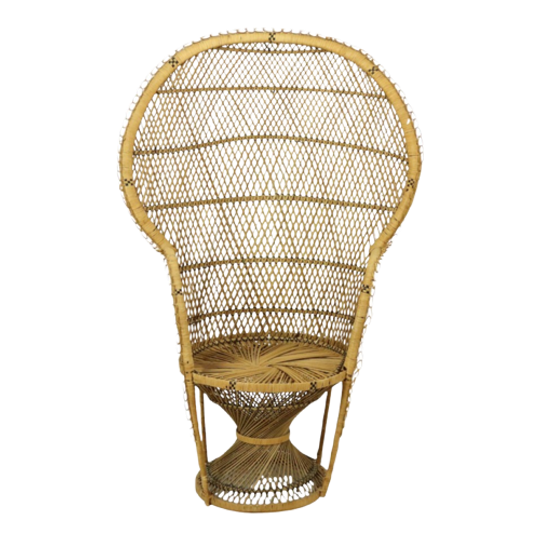 Grote Rotan Rieten Pauwstoel Troon Emanuelle Boho 131cm 1
