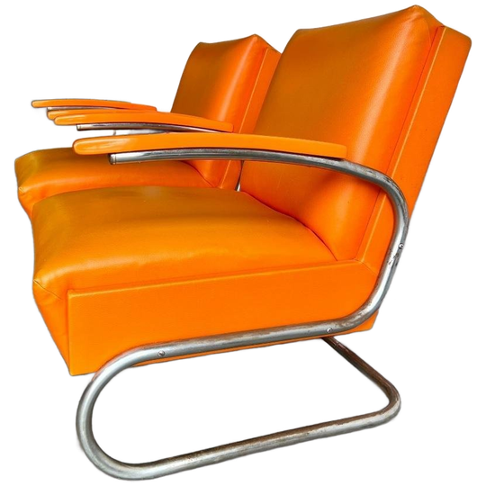 Set Van 2 Vintage Chromen Tube Fauteuils / Eenzitten Thonet 1