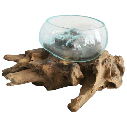 Mondblazen Glazen Glas Op Drijfhout, Anno Nu 1