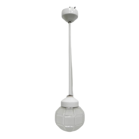 Art Deco Hanglamp Met Achthoekige Matglazen Kap 1