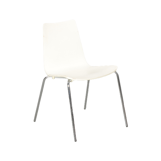 Frontseat Kantinestoel, Wit, 4-Poot Onderstel, 1
