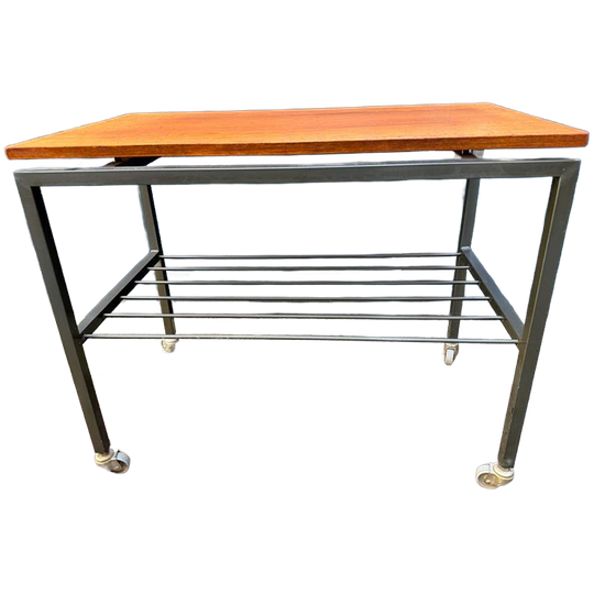 Vintage Pastoe Tv / Pickup Trolley - Teak En Metaal 1