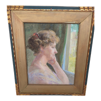 Marguerite Reh - Pastel - Dame Die Uit Het Raam Kijkt