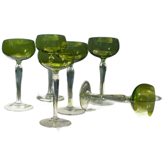 Set Van 6 Val Saint Lambert Druif Kristallen Wijnglazen Uit De Periode 1960-1980 In Perfecte Staat 1