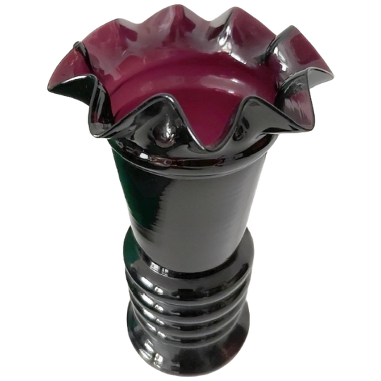 Antiek Glazen Vaasje Amethist Paars Glas Verrerie Doyen 1920’s 1