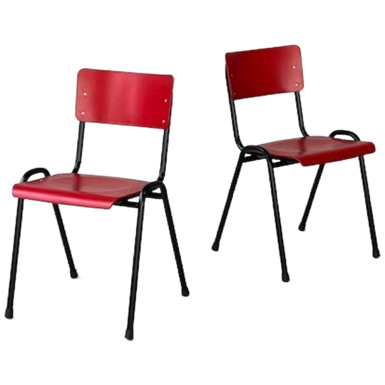 Retro Eettafelstoelen Nieuw Schoolstoelen Rood Prijs P/stuk 1