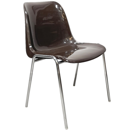 Vintage Helmut Starke Stapelbare Kuip Stoelen, High Gloss Bruin. 1