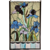 Glas In Lood Art Nouveau Bloemen In Park