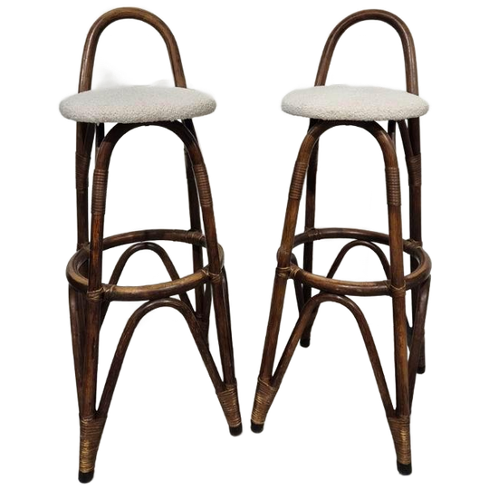 2 Vintage Bamboe Barkrukken Tiki Design 1