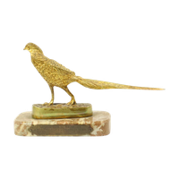 Art Deco Beeld Fazant Sculptuur Verguld Brons Marmer Jaren 20