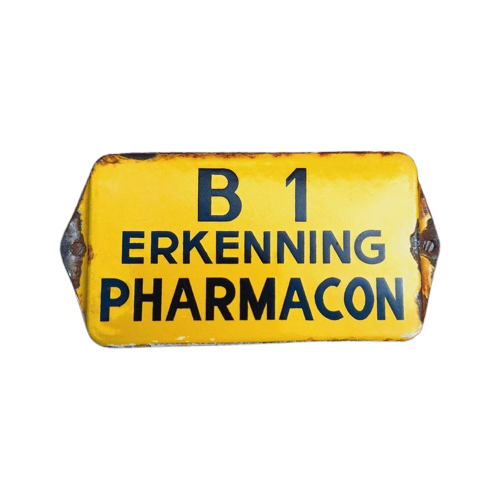 Emaille Deurpostje, Bordje B1 Erkenning Pharmacon.