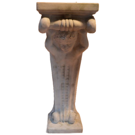 Decoratieve Gipsen Zuil Met Engel En Gelijmde Voet, Geschikt Voor Binnen 1