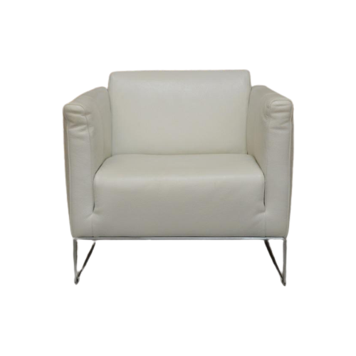 Zganieuw! Gebroken Witte Leren Natuzzi Design Fauteuil