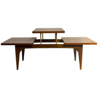 Vintage Plantentafel Met 3 Etages In Houtdessin Met Messing