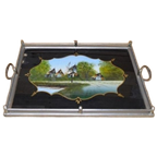Ouderwets Dienblad Met Geschilderd Glas thumbnail 1