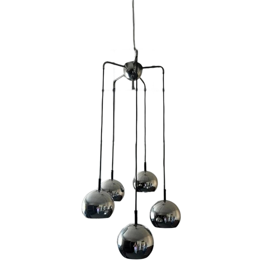 Vintage Chromen Cascade Luster / Hanglamp Met 5 Bollen 1