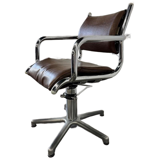 Vintage Bruine Desk Chair / Bureaustoel Met Chromen Frame 1