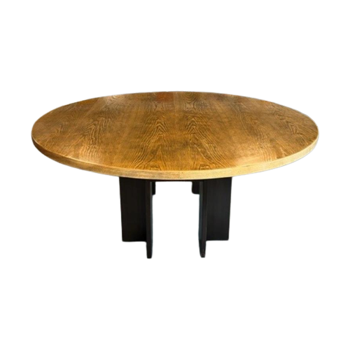 Jaren 70 Vergadertafel Rond Vintage Ronde Eettafel Xxl 180Cm