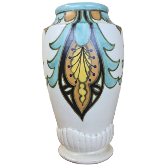 Antieke Handgemaakte Boheemse Art Deco Vaas (praag) Gouda Plateel Stijl (praag Tsjechie) 1