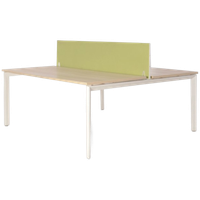 Febrü Bench Werkplek , Eiken Blad, 2X 180 X 80 Cm Wit Vaste Hoogte Onderstel