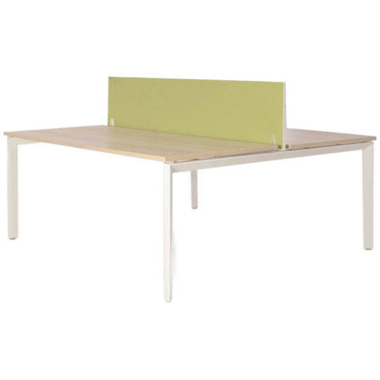 Febrü Bench Werkplek , Eiken Blad, 2x 180 X 80 Cm Wit Vaste Hoogte Onderstel 1