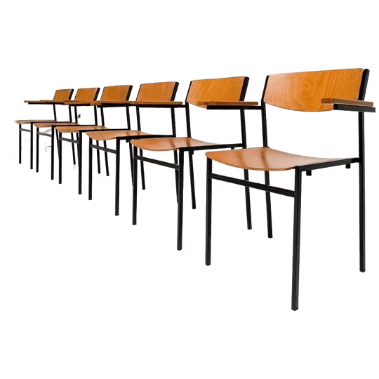 Set Van 6 Stapelbare Stoelen Van Gijs van der Sluis, 1970's 1